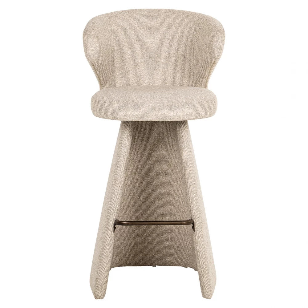 Scaun de bar tapitat cu Stofa Bej H103xL54xA56cm Gatsbi