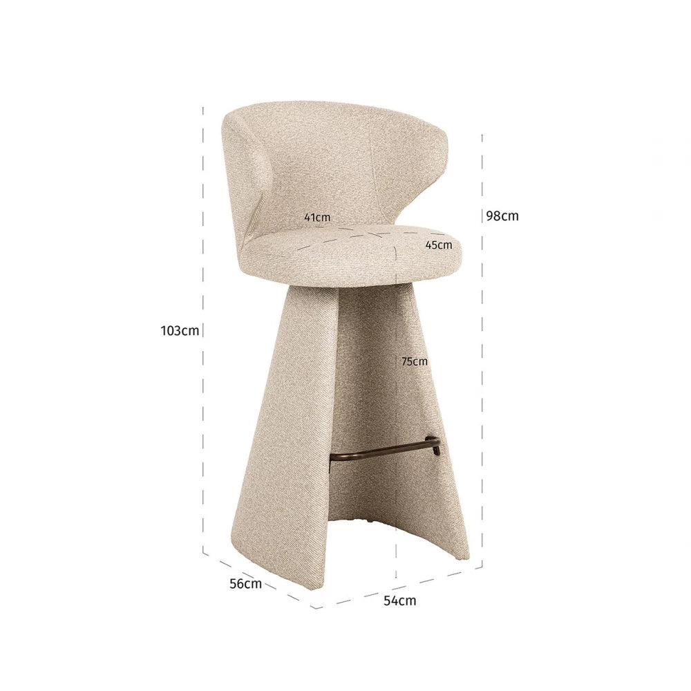 Scaun de bar tapitat cu Stofa Bej H103xL54xA56cm Gatsbi