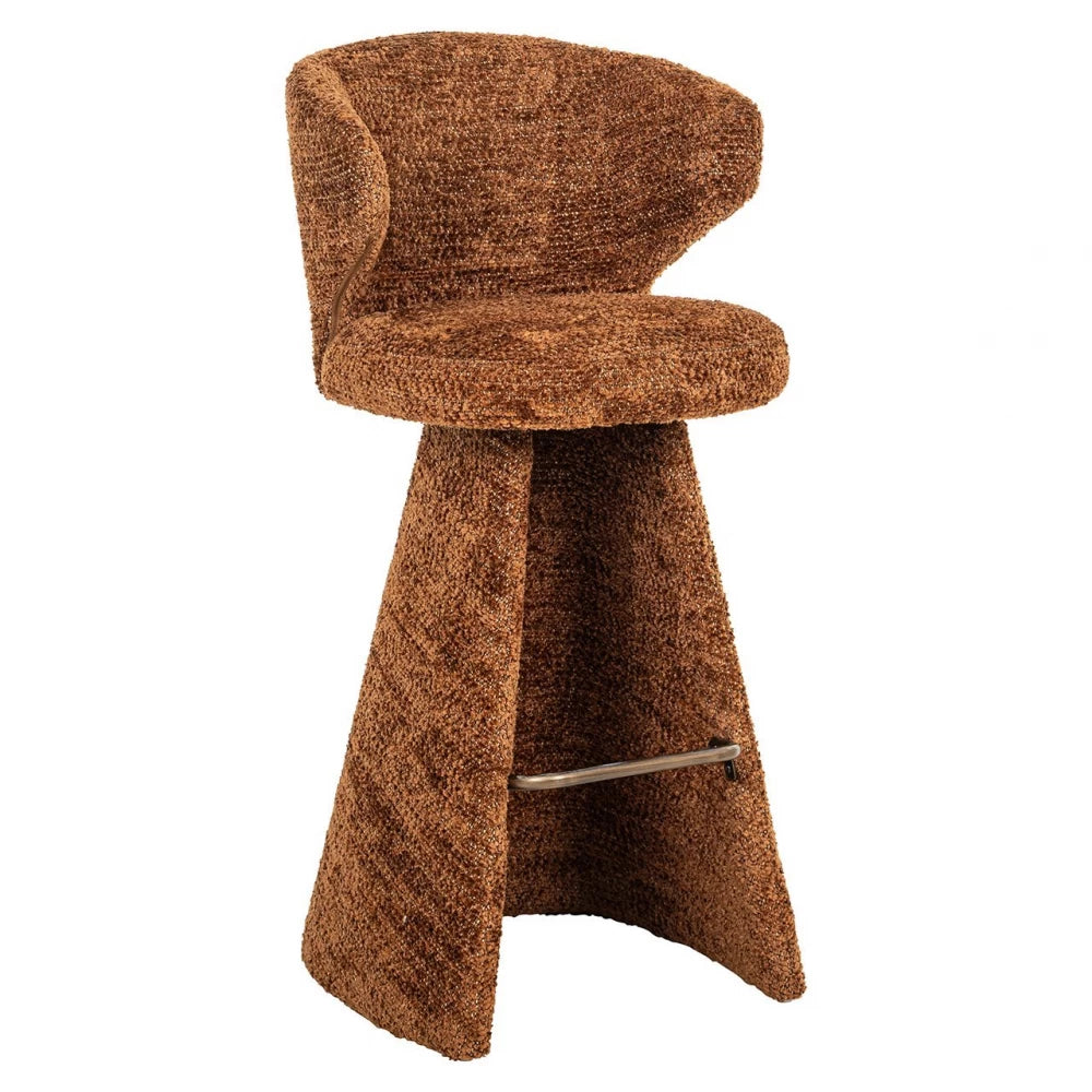 Scaun de bar tapitat cu Stofa Maro cinnamon H103xL54xA56cm Gatsbi