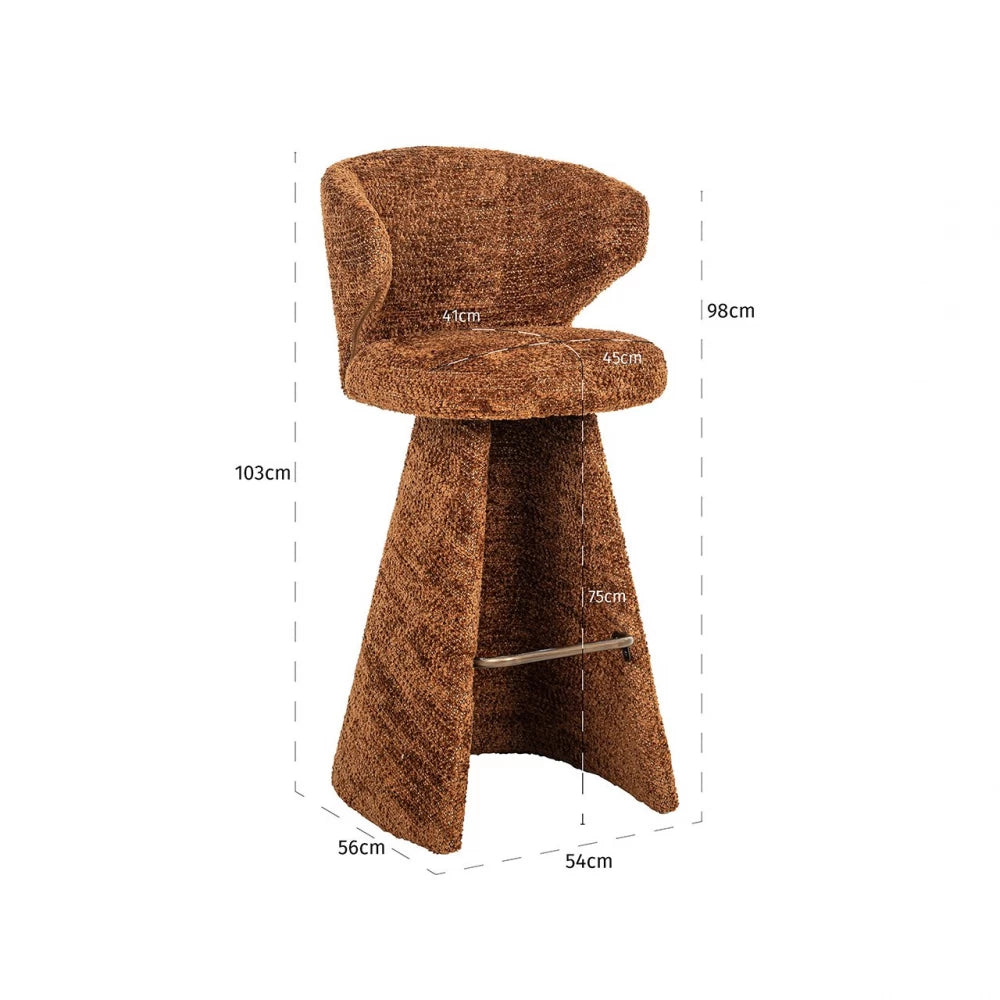Scaun de bar tapitat cu Stofa Maro cinnamon H103xL54xA56cm Gatsbi