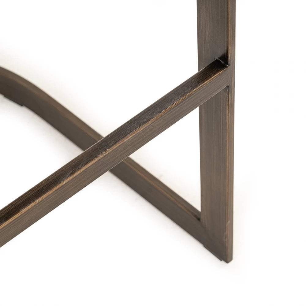 Scaun de bar tapitat cu Stofa Bej si picioare din Metal Alama H101xL55xA51cm Ellis