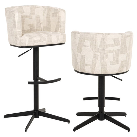 Scaun de bar tapitat cu Stofa Bej si picioare din Metal Negru H92-111xL53xA56cm Cheyenne