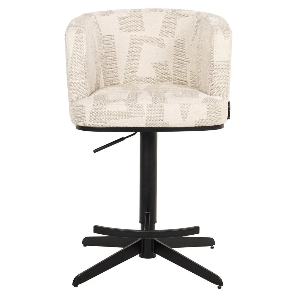 Scaun de bar tapitat cu Stofa Bej si picioare din Metal Negru H92-111xL53xA56cm Cheyenne