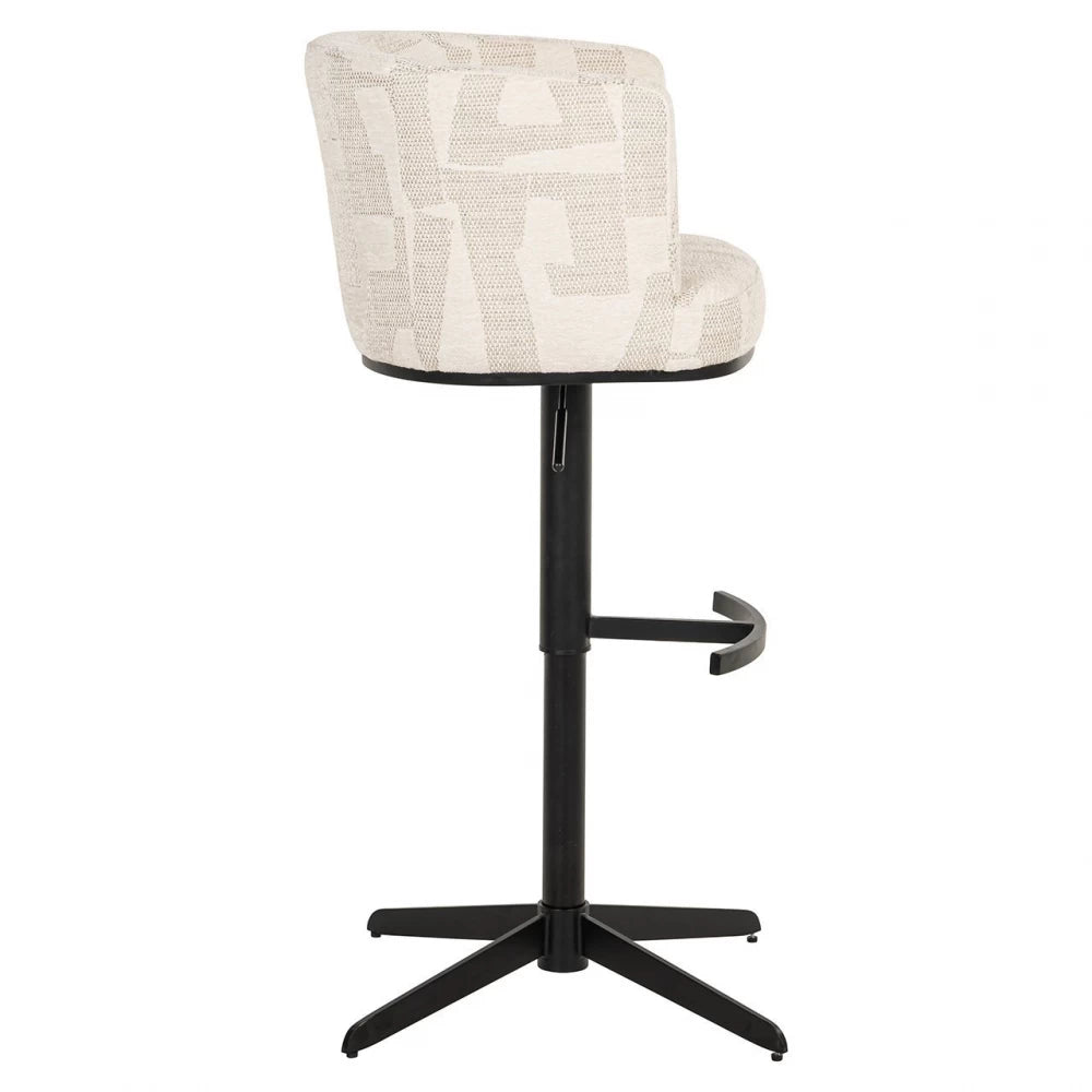 Scaun de bar tapitat cu Stofa Bej si picioare din Metal Negru H92-111xL53xA56cm Cheyenne