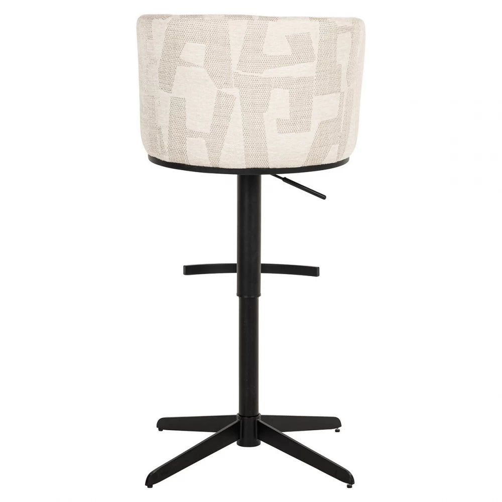 Scaun de bar tapitat cu Stofa Bej si picioare din Metal Negru H92-111xL53xA56cm Cheyenne