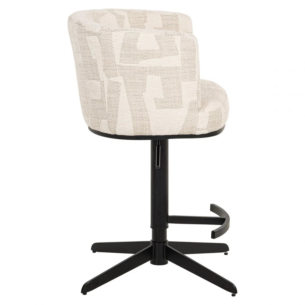 Scaun de bar tapitat cu Stofa Bej si picioare din Metal Negru H92-111xL53xA56cm Cheyenne