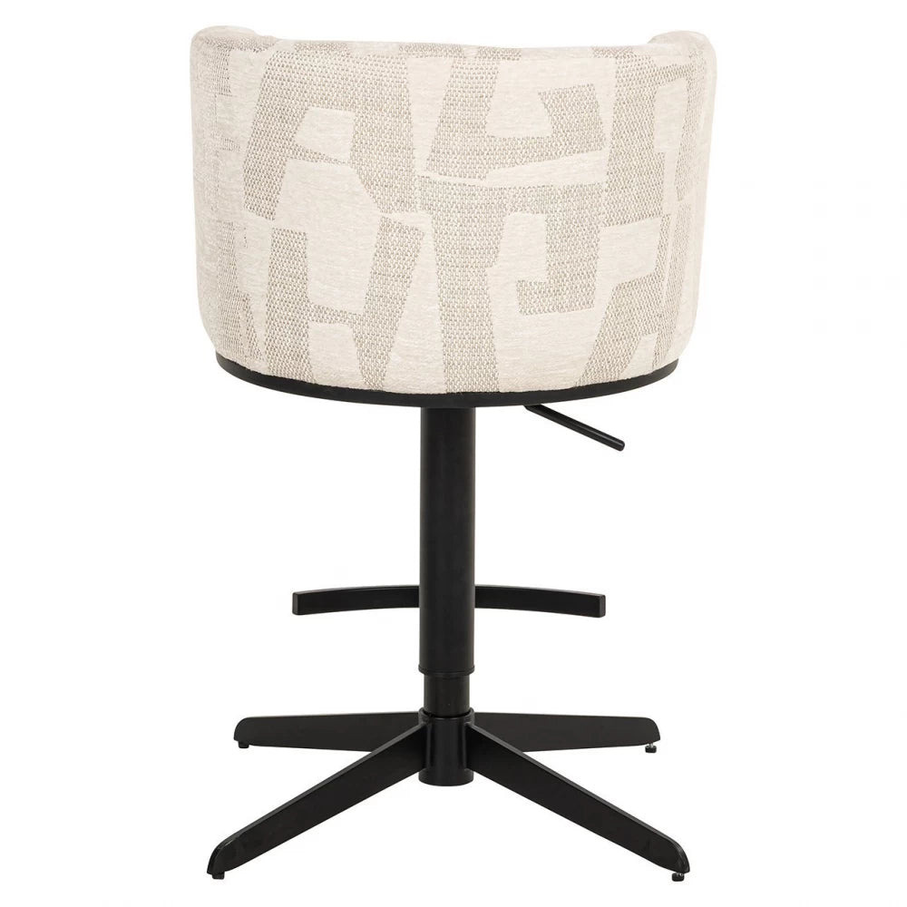 Scaun de bar tapitat cu Stofa Bej si picioare din Metal Negru H92-111xL53xA56cm Cheyenne
