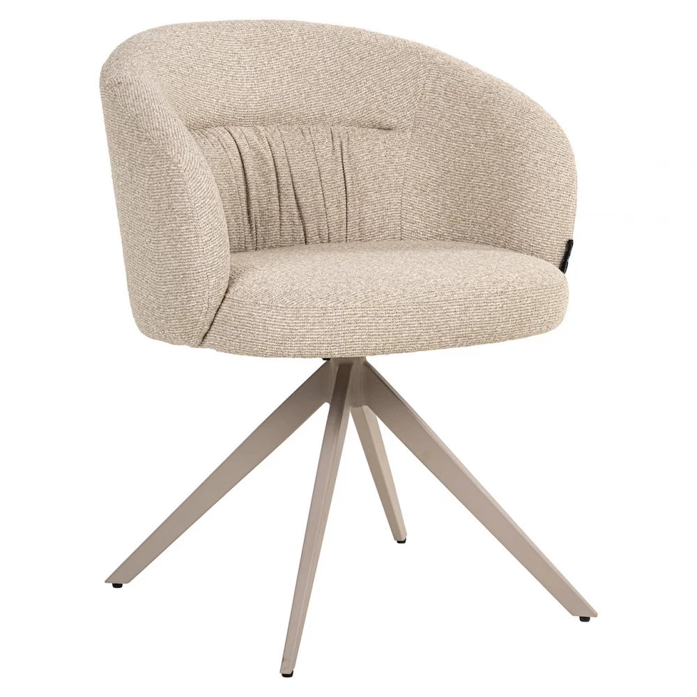 Scaun tapitat cu Stofa Bej si picioare din Metal Bej H79xL62xA62cm Olivia
