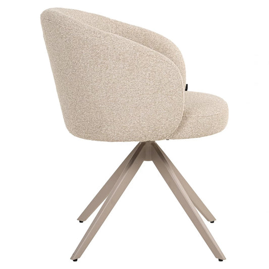Scaun tapitat cu Stofa Bej si picioare din Metal Bej H79xL62xA62cm Olivia