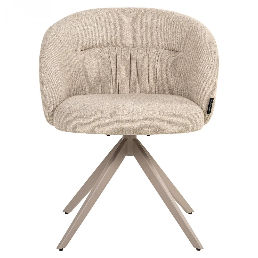 Scaun tapitat cu Stofa Bej si picioare din Metal Bej H79xL62xA62cm Olivia
