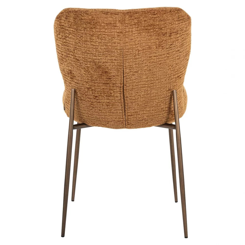Set 2 scaune tapitat cu Chenille Maro cognac si picioare din Metal Alama H84xL51xA64cm Odarby