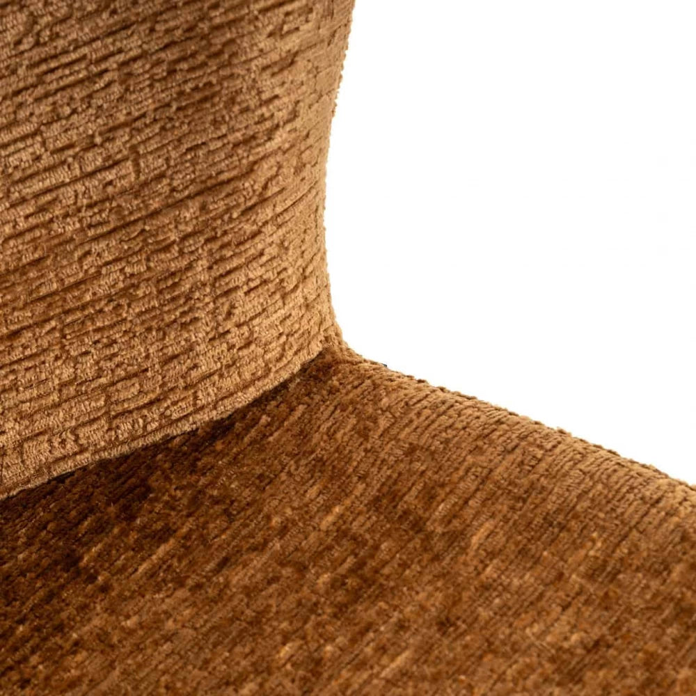 Set 2 scaune tapitat cu Chenille Maro cognac si picioare din Metal Alama H84xL51xA64cm Odarby