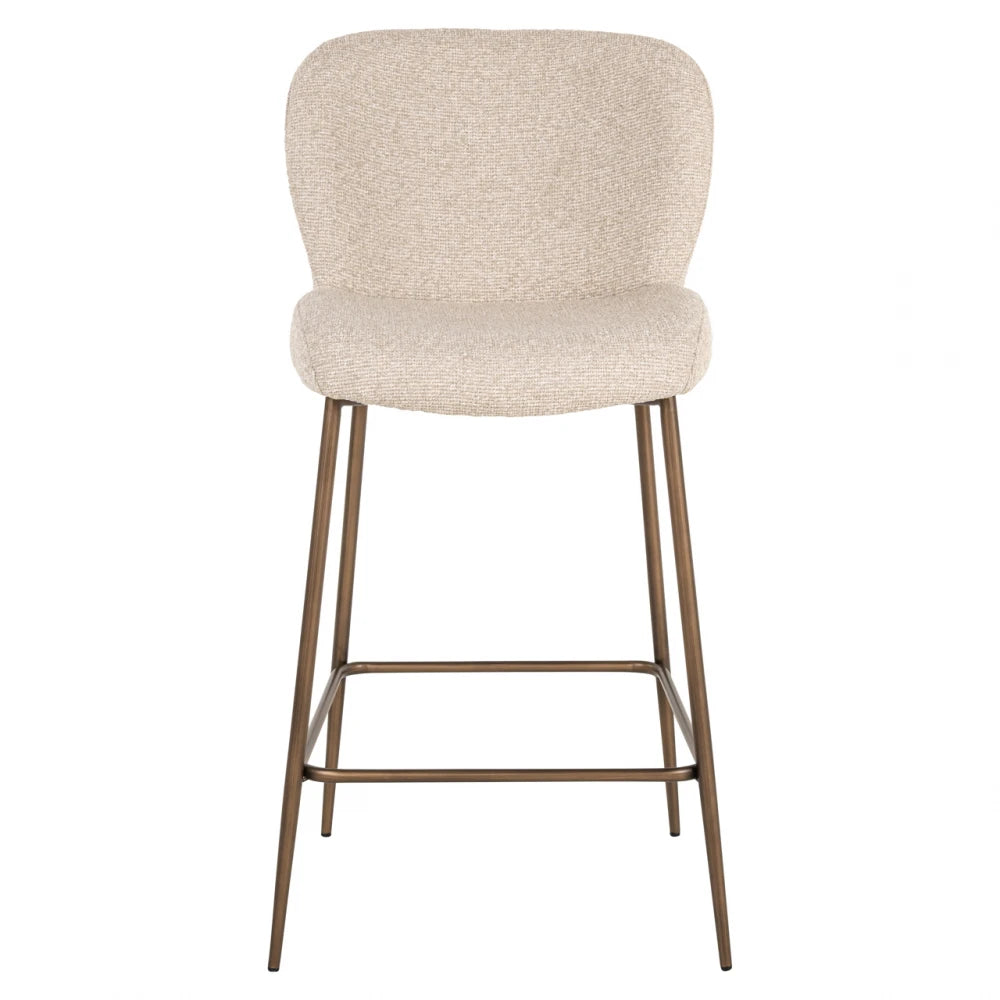 Scaun de insula tapitat cu Stofa Bej si picioare din Metal Alama H96xL49xA55cm Odarby