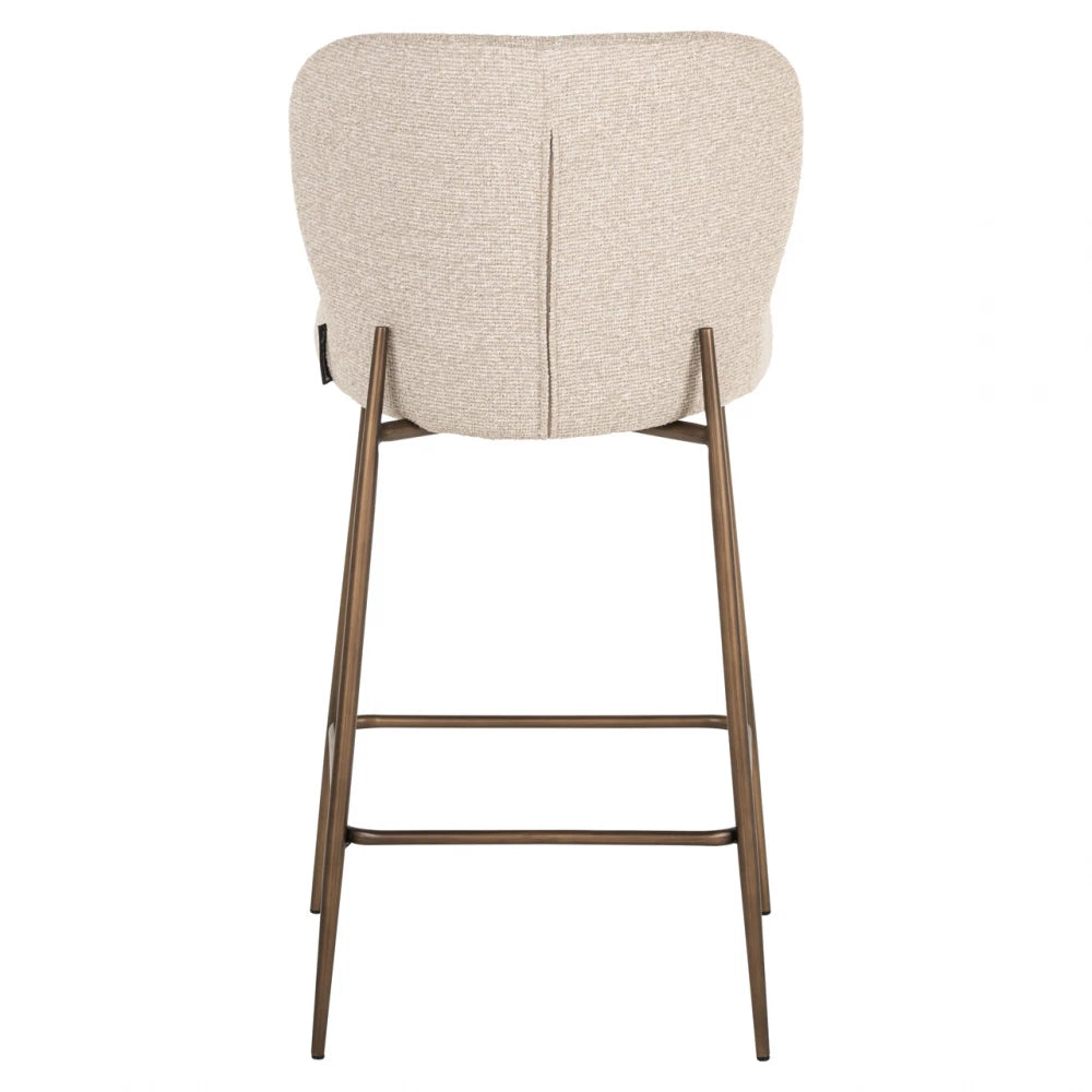 Scaun de insula tapitat cu Stofa Bej si picioare din Metal Alama H96xL49xA55cm Odarby