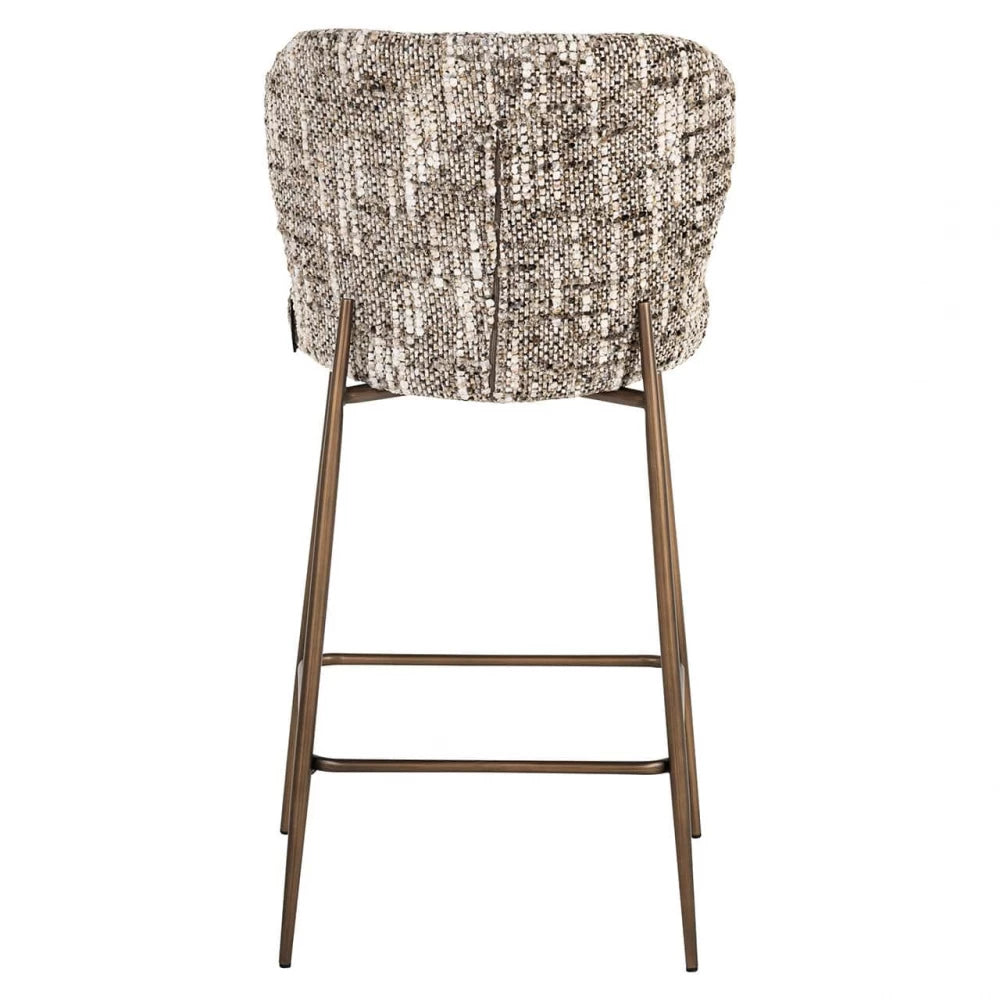 Scaun de insula tapitat cu Stofa Maro si picioare din Metal Alama H96xL49xA55cm Odarby