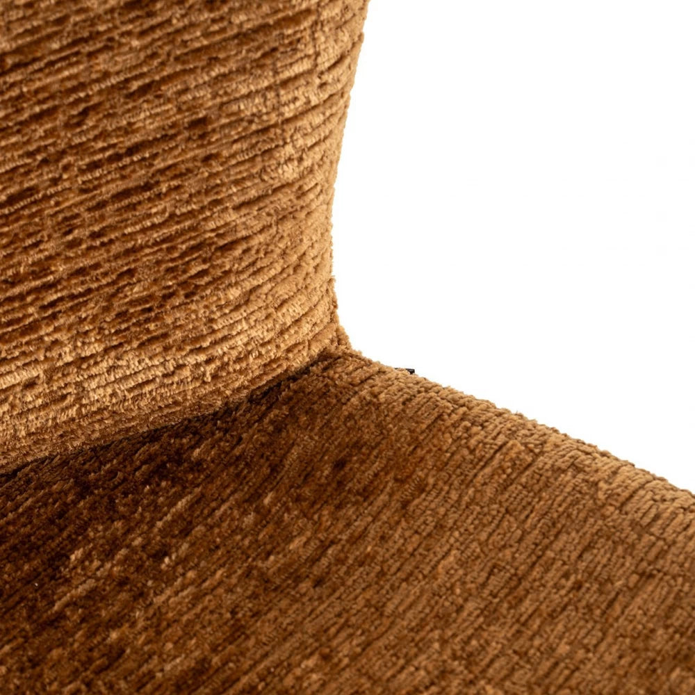 Scaun de insula tapitat cu Chenille Maro cognac si picioare din Metal Alama H96xL49xA55cm Odarby