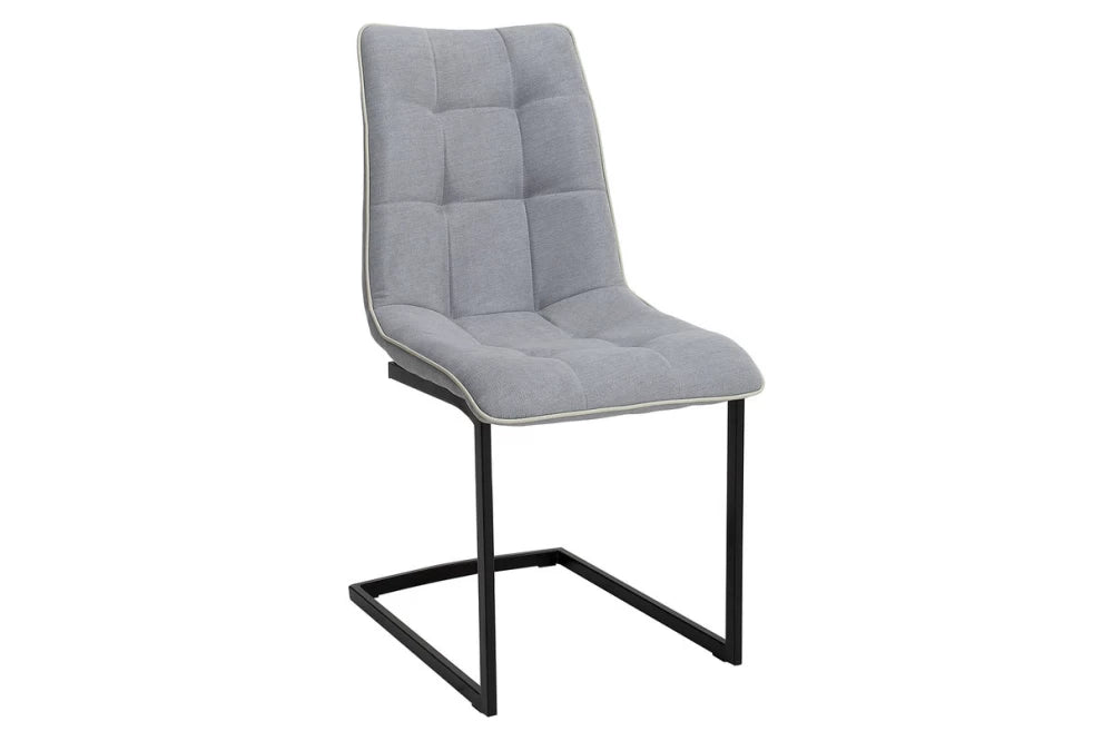 Set 2 scaune tapitat cu Stofa Gri si picioare din Metal Negru H88xL46xA63cm Miami