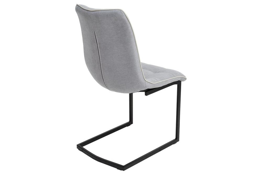 Set 2 scaune tapitat cu Stofa Gri si picioare din Metal Negru H88xL46xA63cm Miami