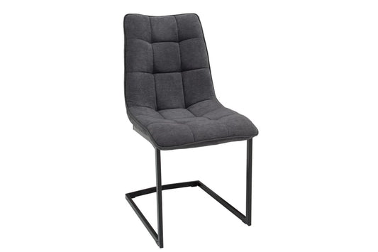 Set 2 scaune tapitat cu Stofa Gri inchis si picioare din Metal Negru H88xL46xA63cm Miami