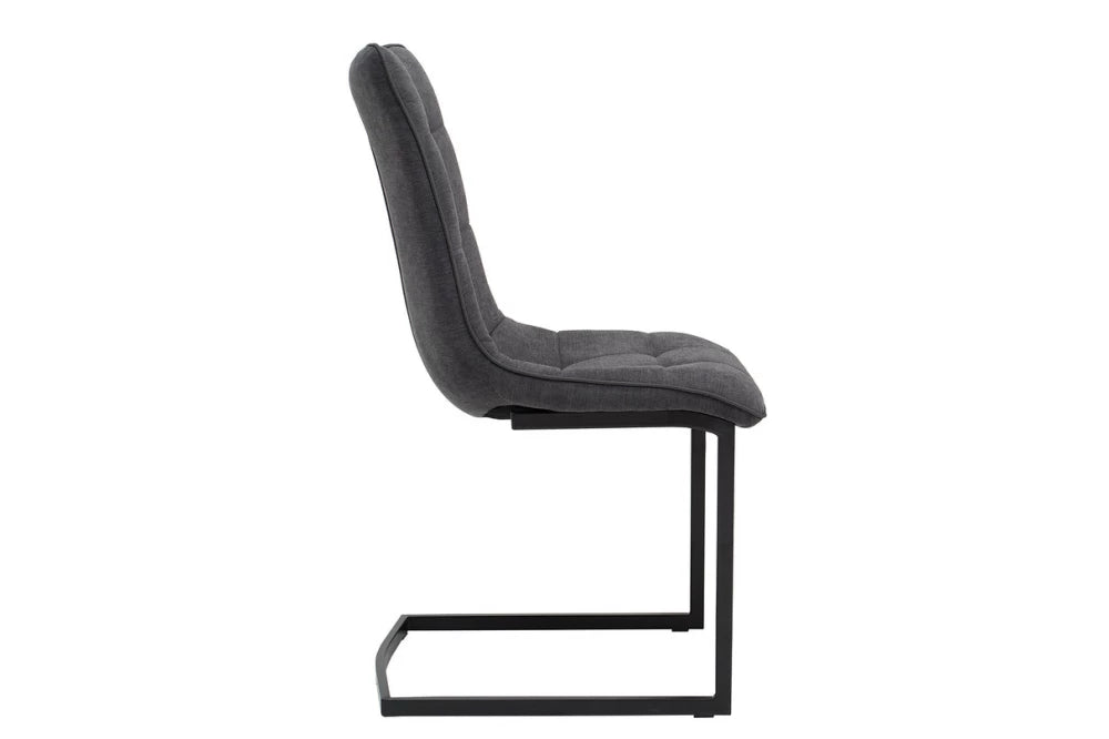 Set 2 scaune tapitat cu Stofa Gri inchis si picioare din Metal Negru H88xL46xA63cm Miami