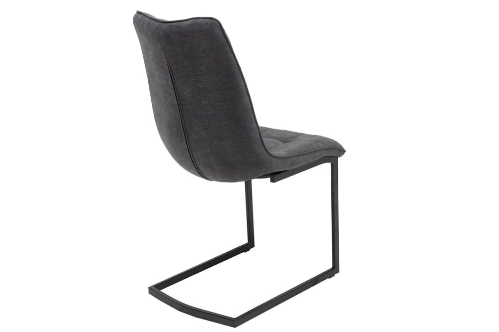 Set 2 scaune tapitat cu Stofa Gri inchis si picioare din Metal Negru H88xL46xA63cm Miami