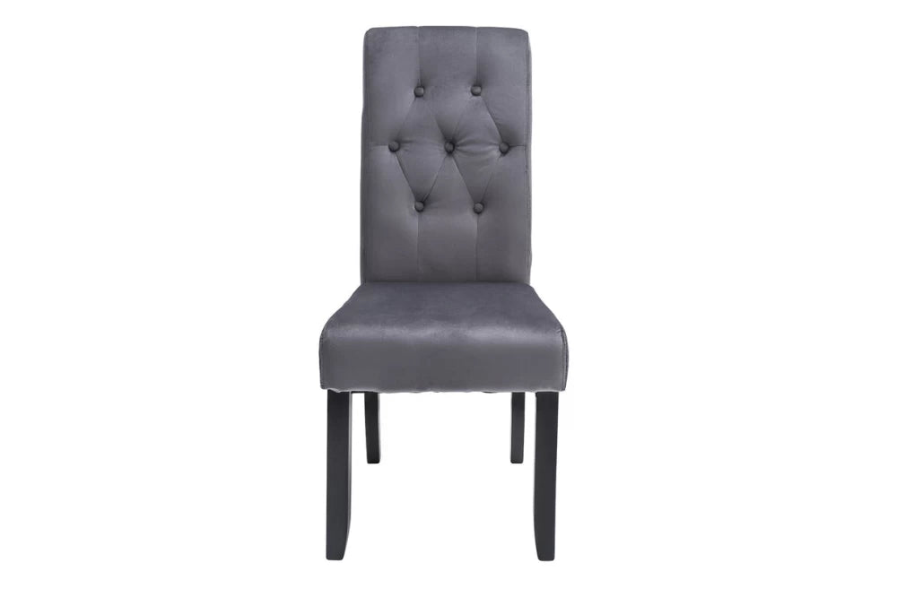 Set 2 scaune tapitat cu Catifea Gri si picioare din Lemn Negru H108xL48xA64cm Casa