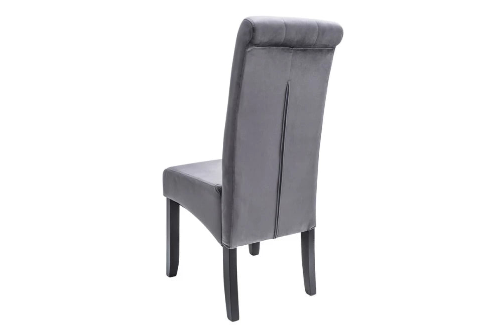 Set 2 scaune tapitat cu Catifea Gri si picioare din Lemn Negru H108xL48xA64cm Casa