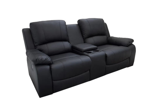 Canapea cu functie relaxare tapitata cu Piele artificiala Negru L188cm Hollywood