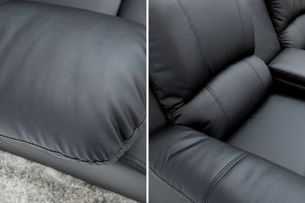 Canapea cu functie relaxare tapitata cu Piele artificiala Negru L188cm Hollywood
