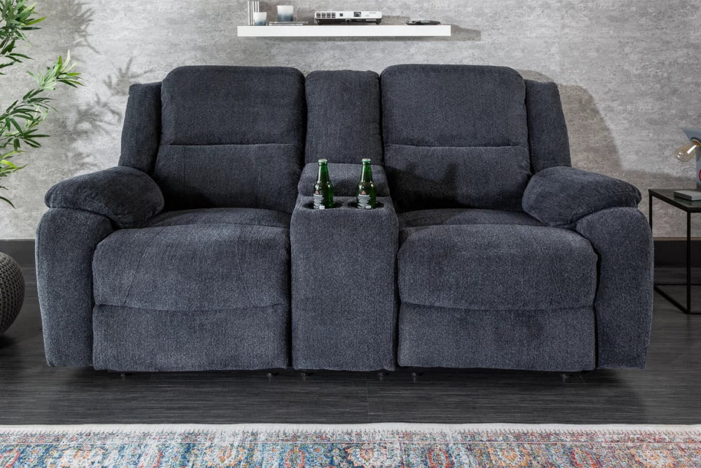 Canapea cu functie relaxare tapitata cu Stofa Gri inchis L185cm Hollywood