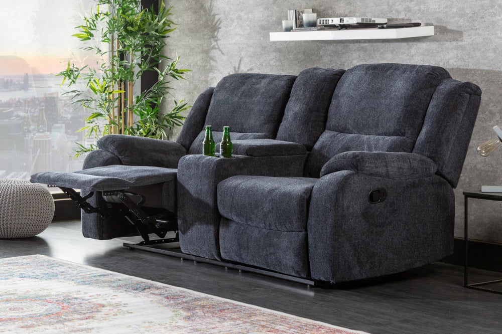 Canapea cu functie relaxare tapitata cu Stofa Gri inchis L185cm Hollywood