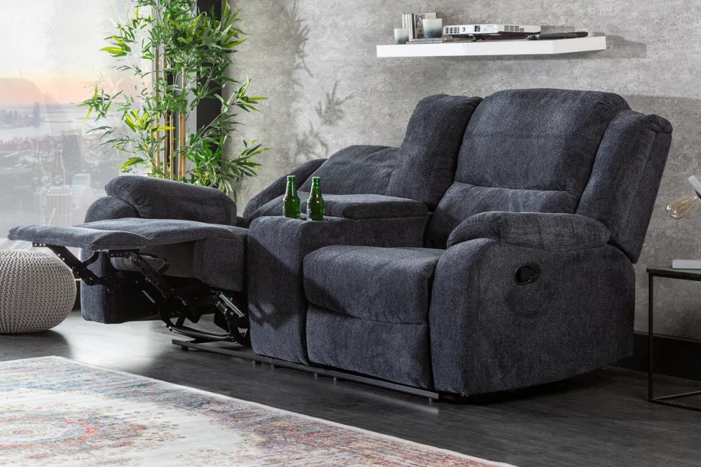Canapea cu functie relaxare tapitata cu Stofa Gri inchis L185cm Hollywood
