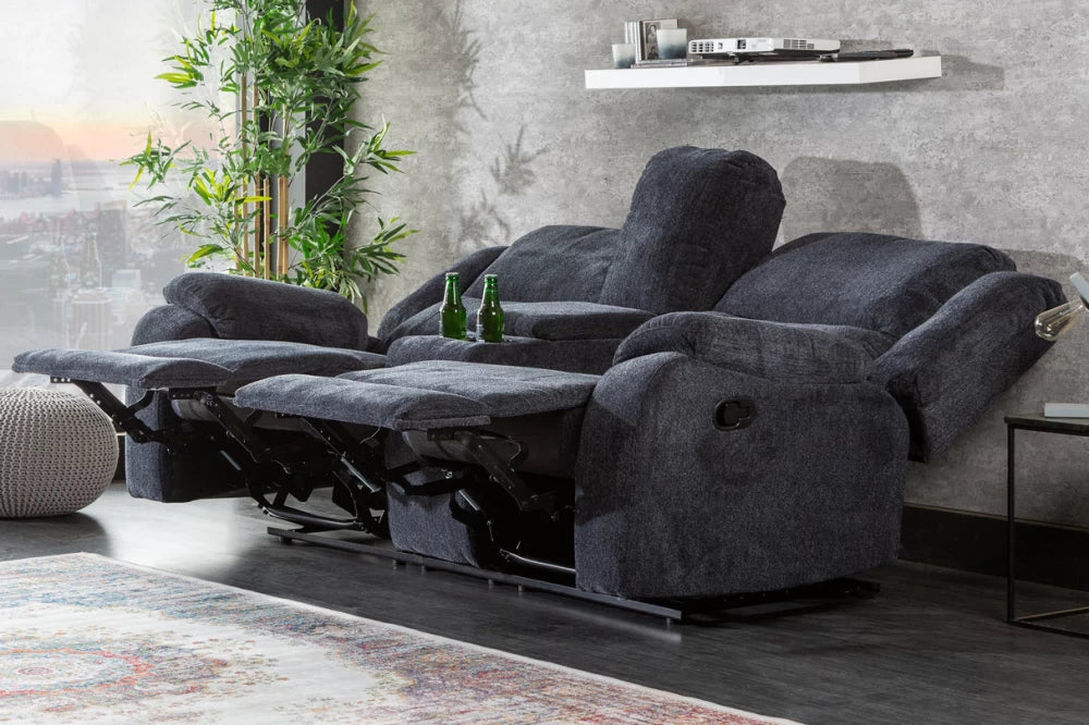 Canapea cu functie relaxare tapitata cu Stofa Gri inchis L185cm Hollywood