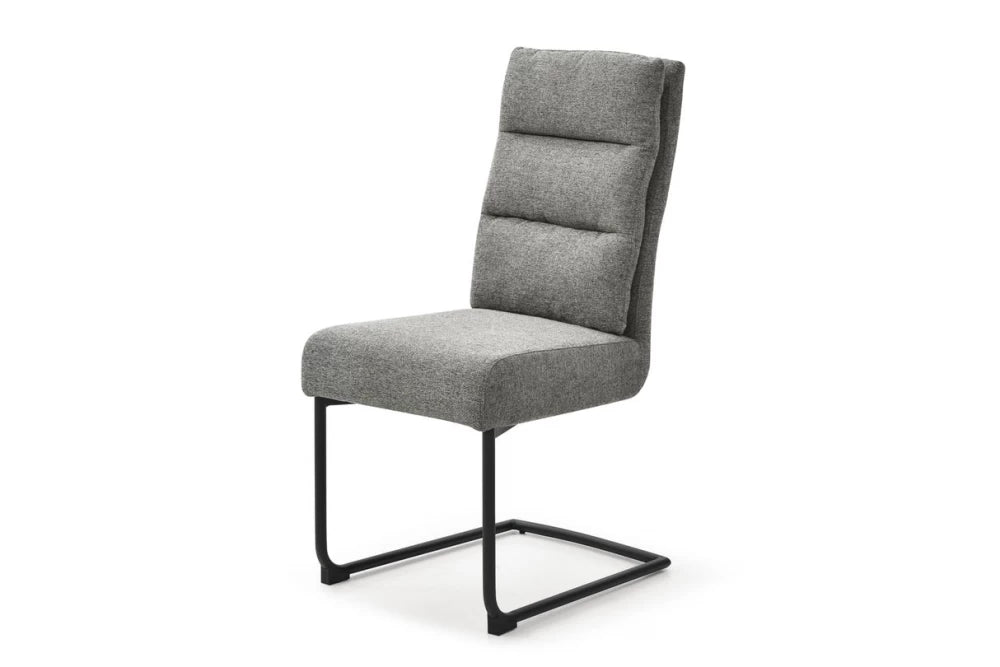 Set 2 scaune tapitat cu Stofa Gri si picioare din Metal Negru H80xL45xA63cm Comfort