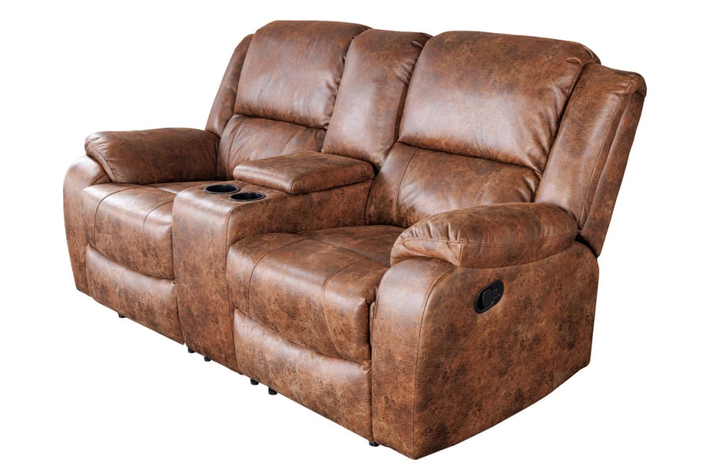 Canapea cu functie relaxare tapitata cu Poliester Maro L188cm Hollywood