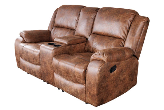 Canapea cu functie relaxare tapitata cu Poliester Maro L188cm Hollywood