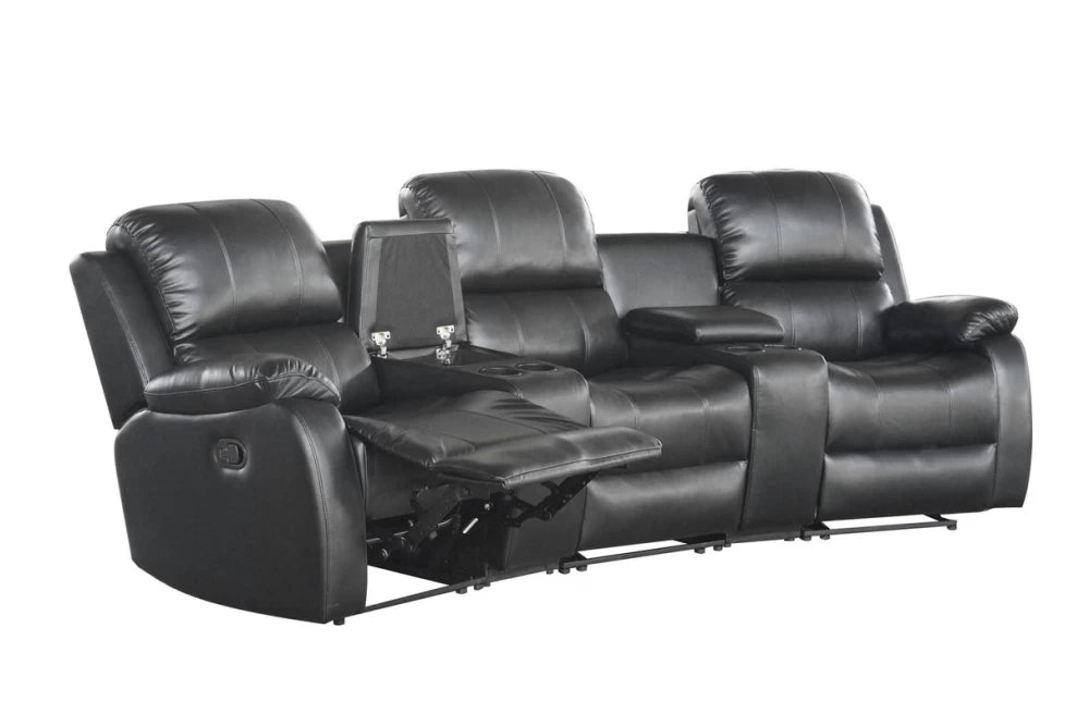 Canapea cu functie relaxare tapitata cu Piele artificiala Negru L295cm Hollywood