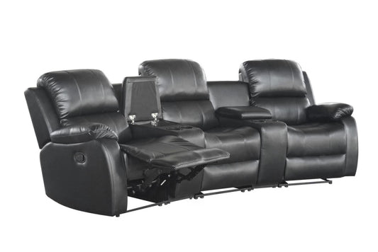 Canapea cu functie relaxare tapitata cu Piele artificiala Negru L295cm Hollywood