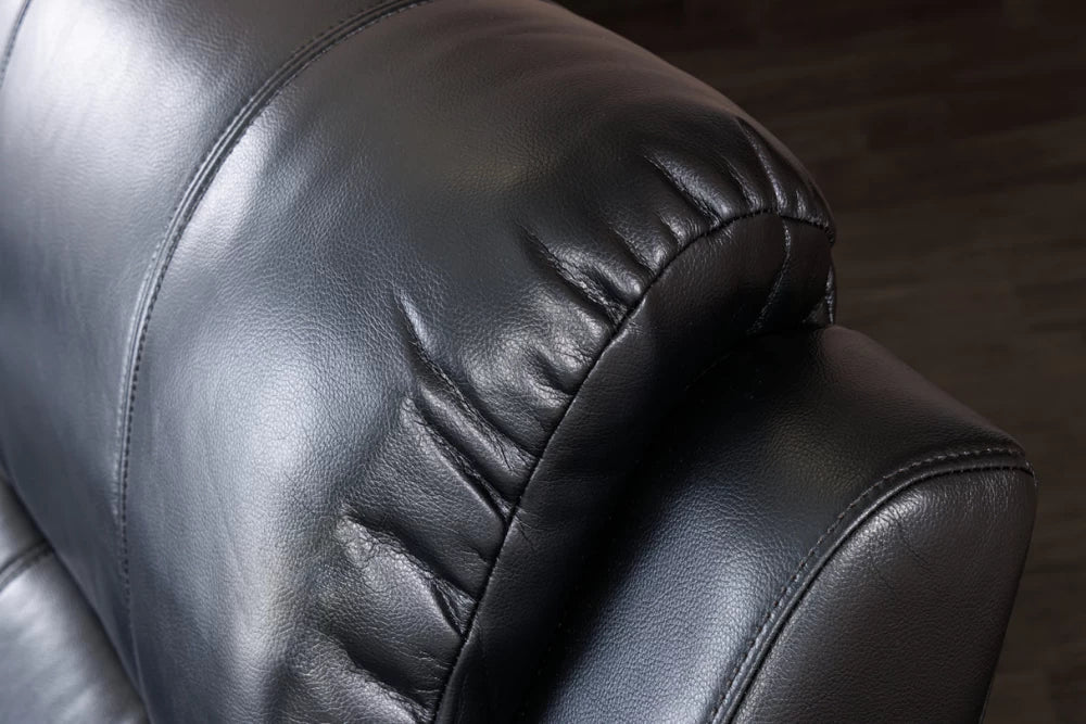 Canapea cu functie relaxare tapitata cu Piele artificiala Negru L295cm Hollywood