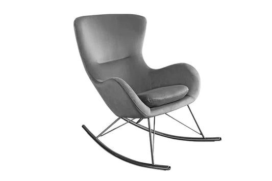 Balansoar tapitat cu Catifea Gri si picioare din Metal Argintiu H99xL77xA115cm Scandinavia swing