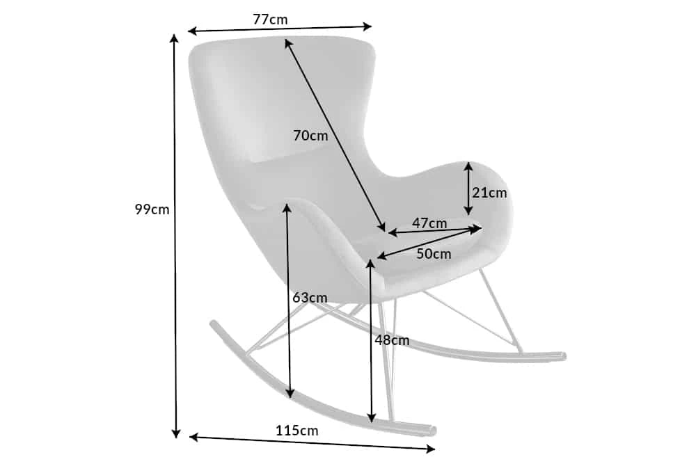 Balansoar tapitat cu Catifea Gri si picioare din Metal Argintiu H99xL77xA115cm Scandinavia swing