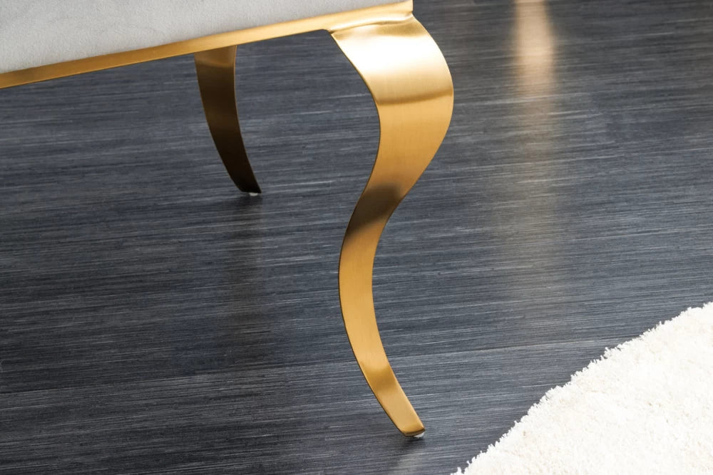 Set 2 scaune tapitat cu Catifea Gri si picioare din Otel inoxidabil Auriu H104xL45xA64cm Modern barock
