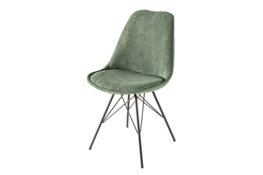 Set 4 scaune tapitat cu Catifea raiata Verde si picioare din Metal Negru H86xL49xA56cm Scandinavia meisterstuck