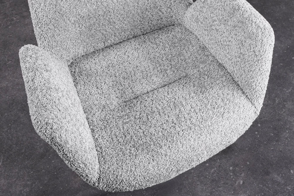 Set 2 scaune rotative cu brate tapitat cu Stofa boucle Gri si picioare din Lemn de stejar Maro H86xL61xA63cm Baltic
