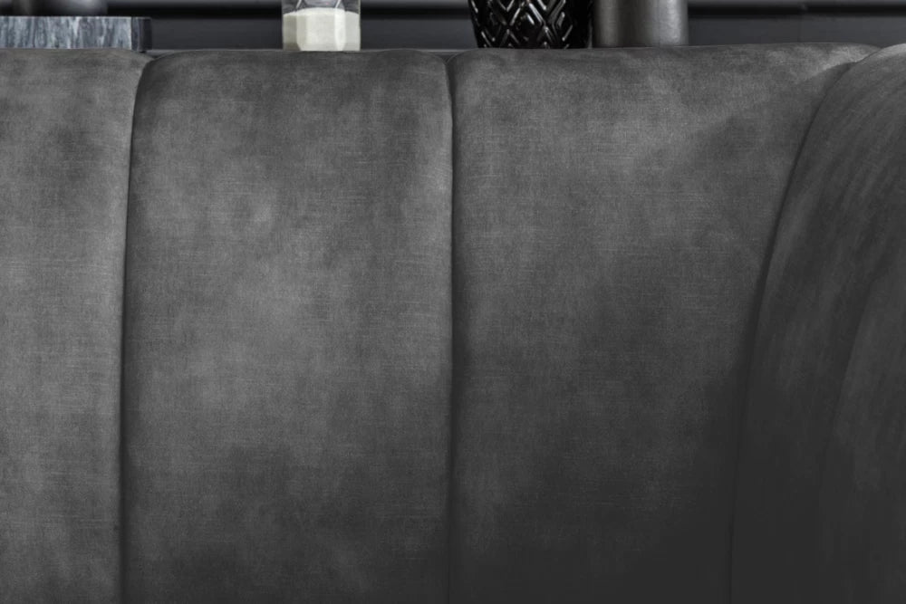 Fotoliu tapitat cu Catifea Gri si picioare din Metal Negru H80xL106xA90cm Noblesse