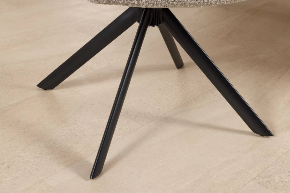 Set 2 scaune rotative cu brate  tapitat cu Stofa boucle Bej si picioare din Metal Negru H83xL65xA66cm Papillon