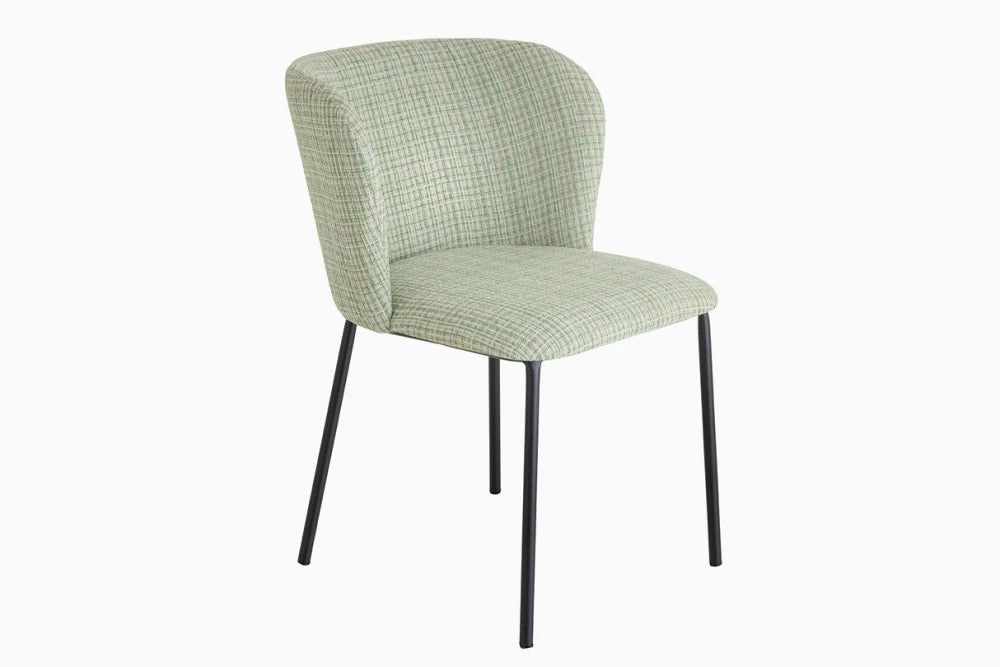 Set 2 scaune tapitat cu Stofa boucle Verde-roz si picioare din Metal Negru H75xL54xA58cm Lyon
