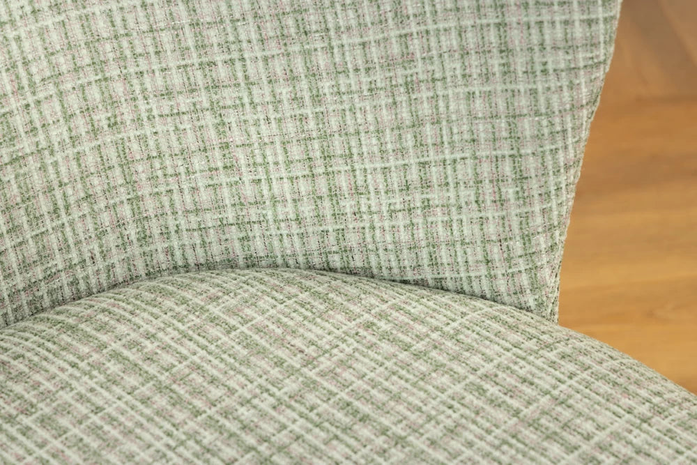 Set 2 scaune tapitat cu Stofa boucle Verde-roz si picioare din Metal Negru H75xL54xA58cm Lyon