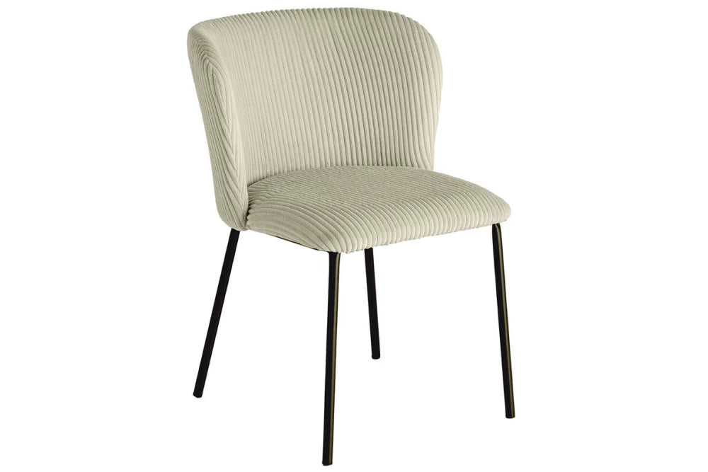 Set 2 scaune tapitat cu Catifea raiata Verde mint si picioare din Metal Negru H75xL54xA58cm Lyon