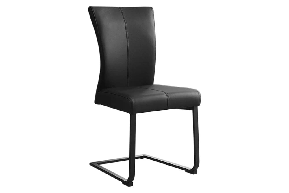 Set 2 scaune tapitat cu Piele naturala Negru si picioare din Metal Negru H95xL58xA58cm Samson